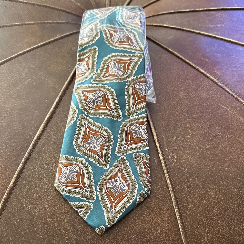 Harve Benard Teal and Brown Patterned Tie